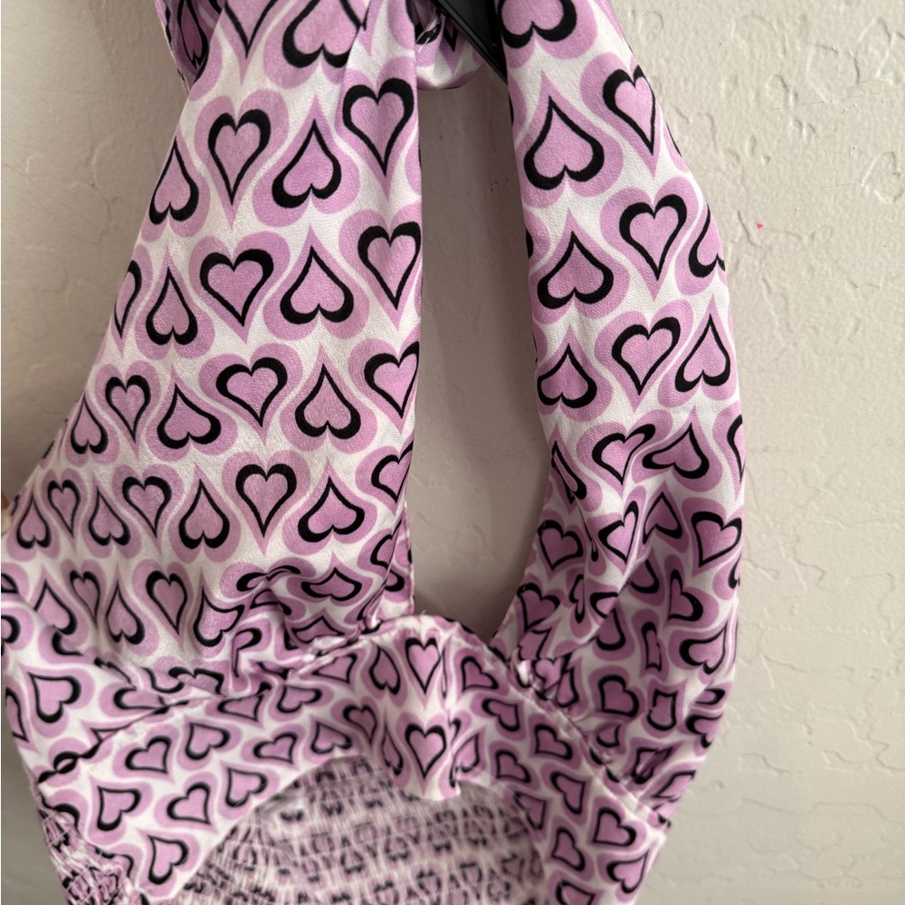 Cotton On Pink and Black Heart Patterned Garment y2k